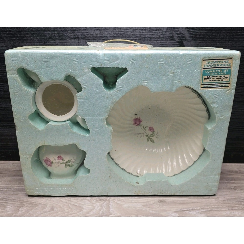 VINTAGE Scio Dorset ironstone dinnerware completer set 5 serving pieces (PH)